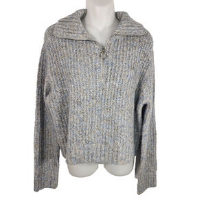 Sincerely Jules Womens Sweater Small Gray 1/4 Zip Mock Neck Boucle Pullover Wool